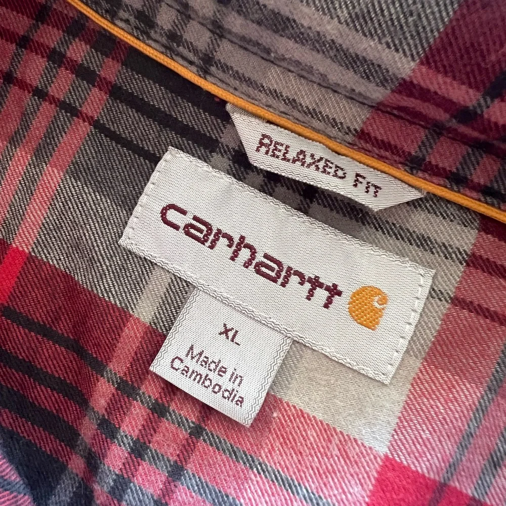 Carhartt Red and Gray Plaid Button Down Shirt - Picture 3 of 4